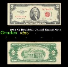 1953 $2 Red Seal United States Note Grades vf++