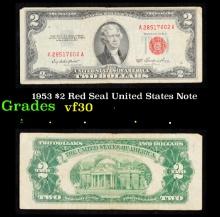 1953 $2 Red Seal United States Note Grades vf++