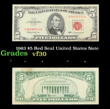 1963 $5 Red Seal United States Note Grades vf++