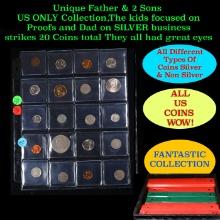 Unique Father & 2 Sons US ONLY Collection,The kids focused on Proofs and Dad on SILVER business stri