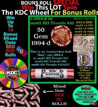 CRAZY Penny Wheel Buy THIS 1994-d solid Red BU Lincoln 1c roll & get 1-10 BU Red rolls FREE WOW