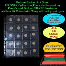 Unique Father & 2 Sons US ONLY Collection,The kids focused on Proofs and Dad on SILVER business stri