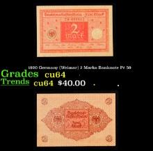 1920 Germany (Weimar) 2 Marks Banknote P# 59 Grades Choice CU