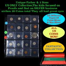 Unique Father & 2 Sons US ONLY Collection,The kids focused on Proofs and Dad on SILVER business stri