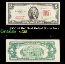 1953C $2 Red Seal United States Note Grades vf++