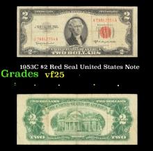 1953C $2 Red Seal United States Note Grades vf+