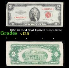 1953 $2 Red Seal United States Note Grades vf++