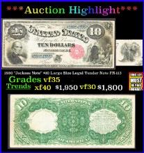 1880 "Jackass Note" $10 Large Size Legal Tender Note Grades vf++ FR-113