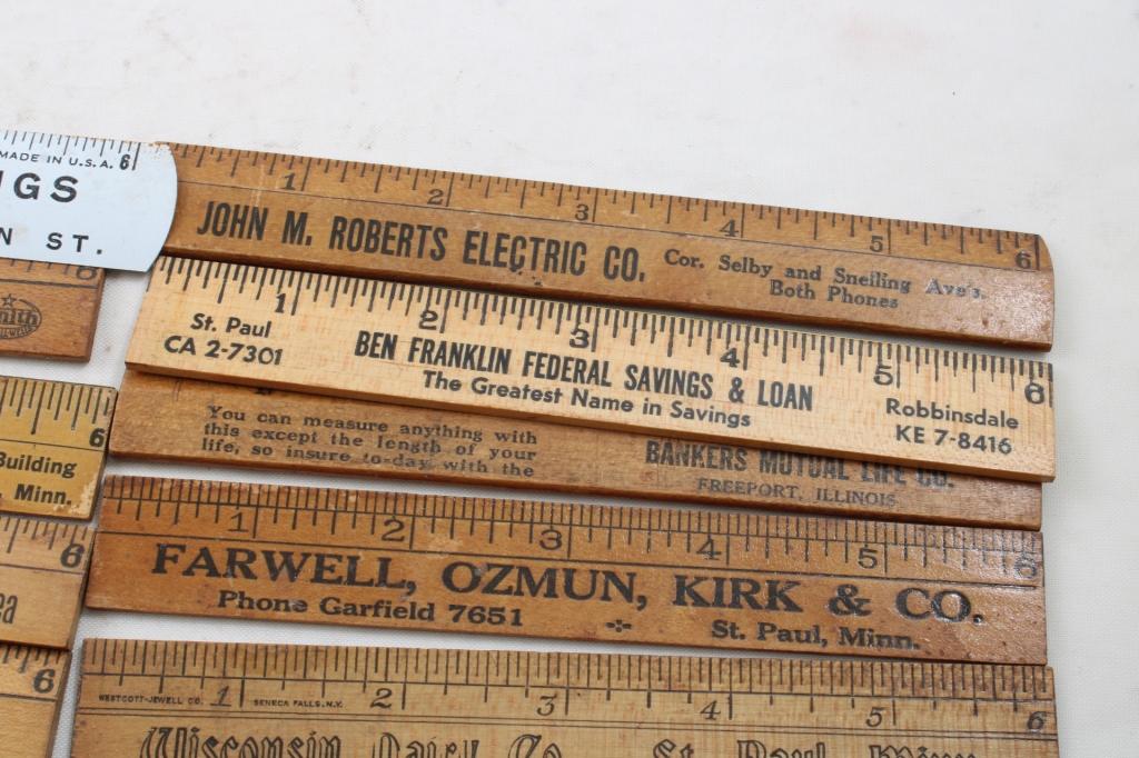 21 Wood 6" Advertising Rulers Incl. Mammy Molasses