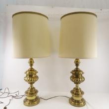 2 Heavy Brass Table Lamps - Working