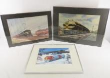 3 Framed Train prints