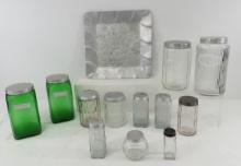 Vintage Glass Canisters and Aluminum Tray