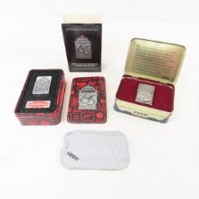 Zippo 60th & 65th Anniversary lighters in tins