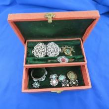 Vintage Jewelry box & jewelry with stones