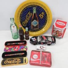 Coca Cola collectibles, tins, pens, cards, bottles
