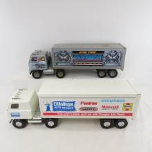 2 Metal Advertising Truck Cab and Trailers