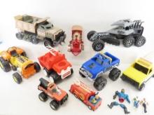Assorted Plastic & Metal Trucks & Action Figures