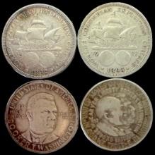 Lot of 4 different U.S. silver commemorative half dollars