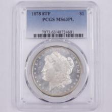 Certified 1878 8TF U.S. Morgan silver dollar