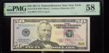 2017A $50 FRN NY Unique # 71115711A PMG58