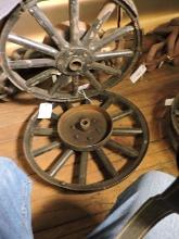 Antique Wood and Metal Wheels - Lot of 2 - Good Condition - Not maatching