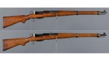 Two Swiss K31 Straight Pull Bolt Action Rifles