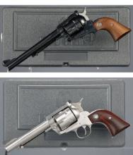 Two Ruger New Model Blackhawk Single Action Revolvers with Cases