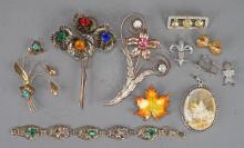 Assorted Costume Jewelry: Brooches, Earrings, Pendants, Bracelet