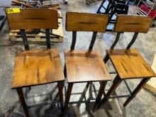 INDUSTRIAL METAL FRAME AND SOLID WOOD STOOLS