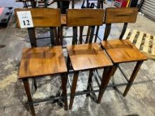 INDUSTRIAL METAL FRAME AND SOLID WOOD STOOLS