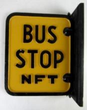 Scarce Antique Niagara Frontier Transit Bus Stop Cast Aluminum Dbl. Sided Sign