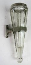Antique Automobile Etched Glass Vase w/ Mounting Bracket 8"