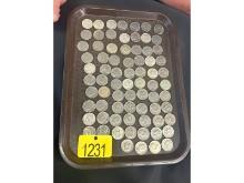 Tray of US Half Dollars - Approximately 70