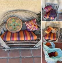 3 piece Willow patio set, extra pillows & 2) rolls of material