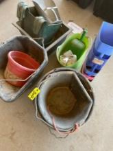 Lot of assorted Feed buckets & scoops