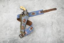Vintage Fully beaded Belt & matching Holster, Wild West Period. Holster is for a 5 1/2" or 6 1/2" Re
