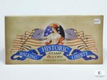 1943 Walking Liberty Half Historic Stamp & Coin Collection Display