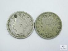 1883 No Cents (About Fine) & 1883 With Cents (F-Details) Liberty Nickels