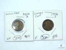 1916-S (F) & 1926-D (VF) Lincoln Cents