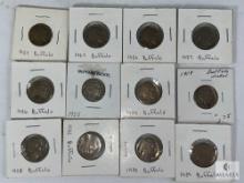 12 Mixed Date and Mint Buffalo Nickels