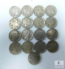 17 Mixed Date and Mint Buffalo Nickels