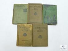 Five Girl Scouts Handbooks - 1920 (2), 1927, 1929, 1933