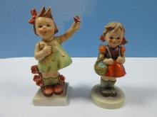 2 Collectors Goebel Hummel Figurines "School Girl" 4 3/4" Stylized Bee TMK-3 Circa 1960-72 &