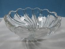 Mikasa Lead Crystal Peppermint Clear Pattern Swirl Design 10" Round 5 1/4"H Console Bowl
