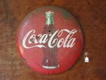 Collectors Coca-Cola Bottle Red Button Advertising 24" Sign Convex Disc