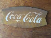Unique Collectors Red Coca-Cola Fish Tail Sign Advertising Trade Sign. Est $895. 42" x 19 1/2"