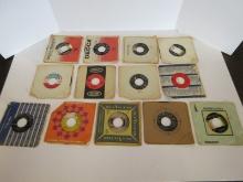 Collection 13 Vinyl Single 45 RPM Country Music Records, Johnny Cash, Marty Robbins, Ernest