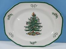 Spode China Christmas Tree Green Trim 14" Oval Serving Platter