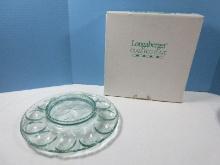 Longaberger Glass 11" Green Round 12 Egg and Relish Tray NIB Retired