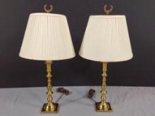 Pr Brass Table Lamps